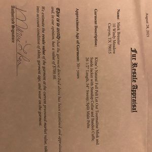 White Mink Coat. Appraisal is attached. Very nice coat. Wife doesn’t wear it.